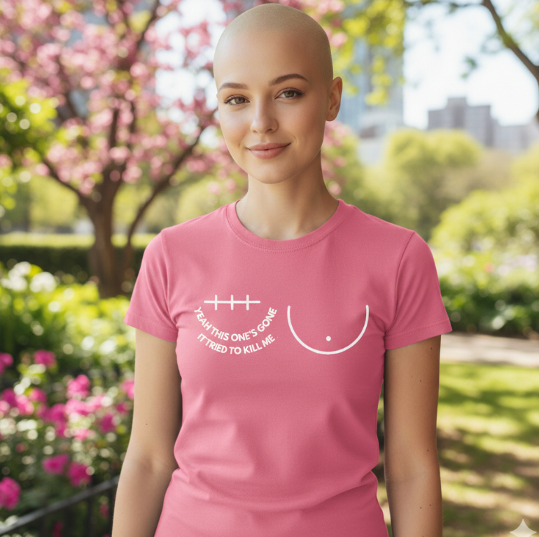 Unisex Graphic Tee | "Yeah, This One’s Gone Tee (Right Side)” Breast Cancer Awareness Shirt