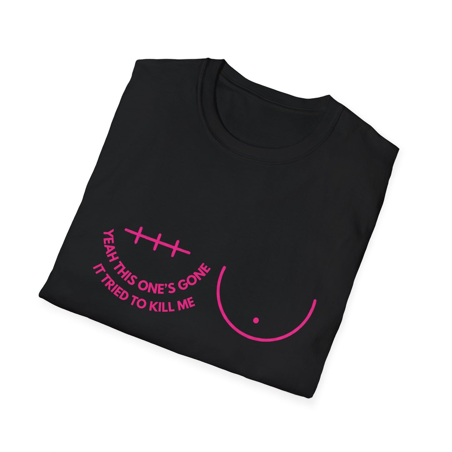 Unisex Graphic Tee | Yeah, This One’s Gone Tee (Left Side)” Breast Cancer Awareness Shirt