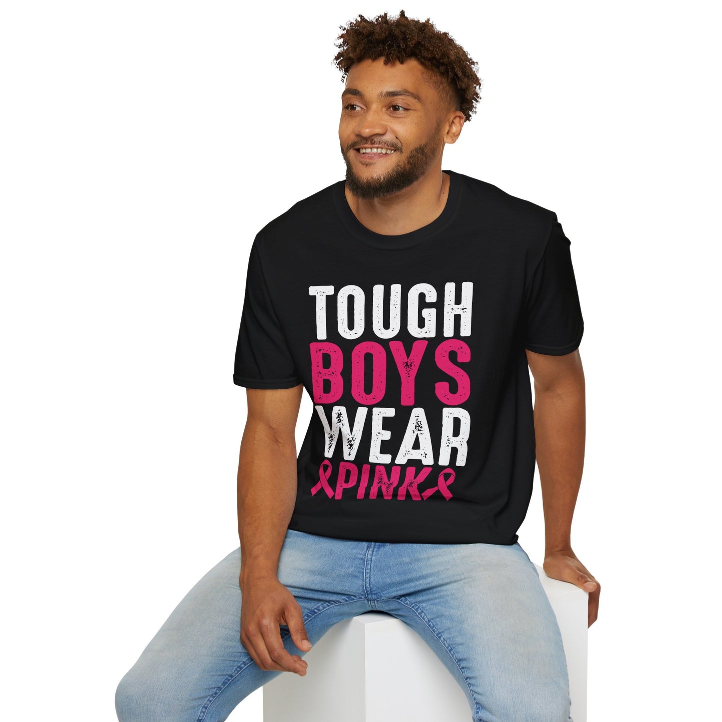 Unisex Graphic Tee | “Tough Boys Wear Pink” Breast Cancer Awareness Shirt
