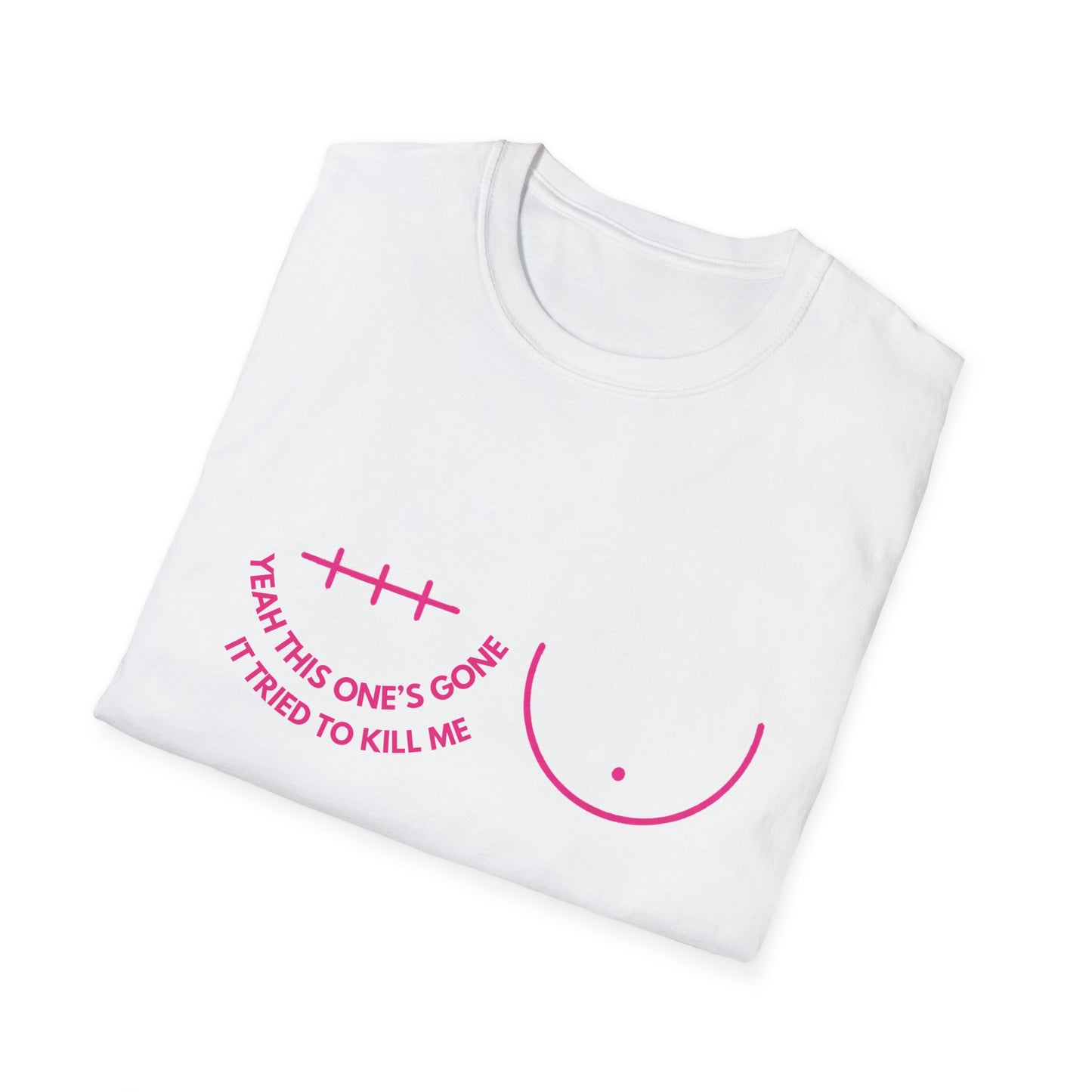Unisex Graphic Tee | Yeah, This One’s Gone Tee (Left Side)” Breast Cancer Awareness Shirt