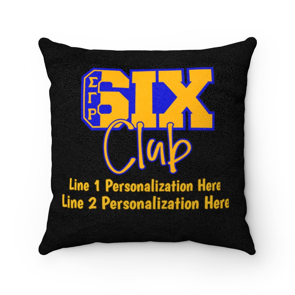 Six Club Faux Suede Square Pillow