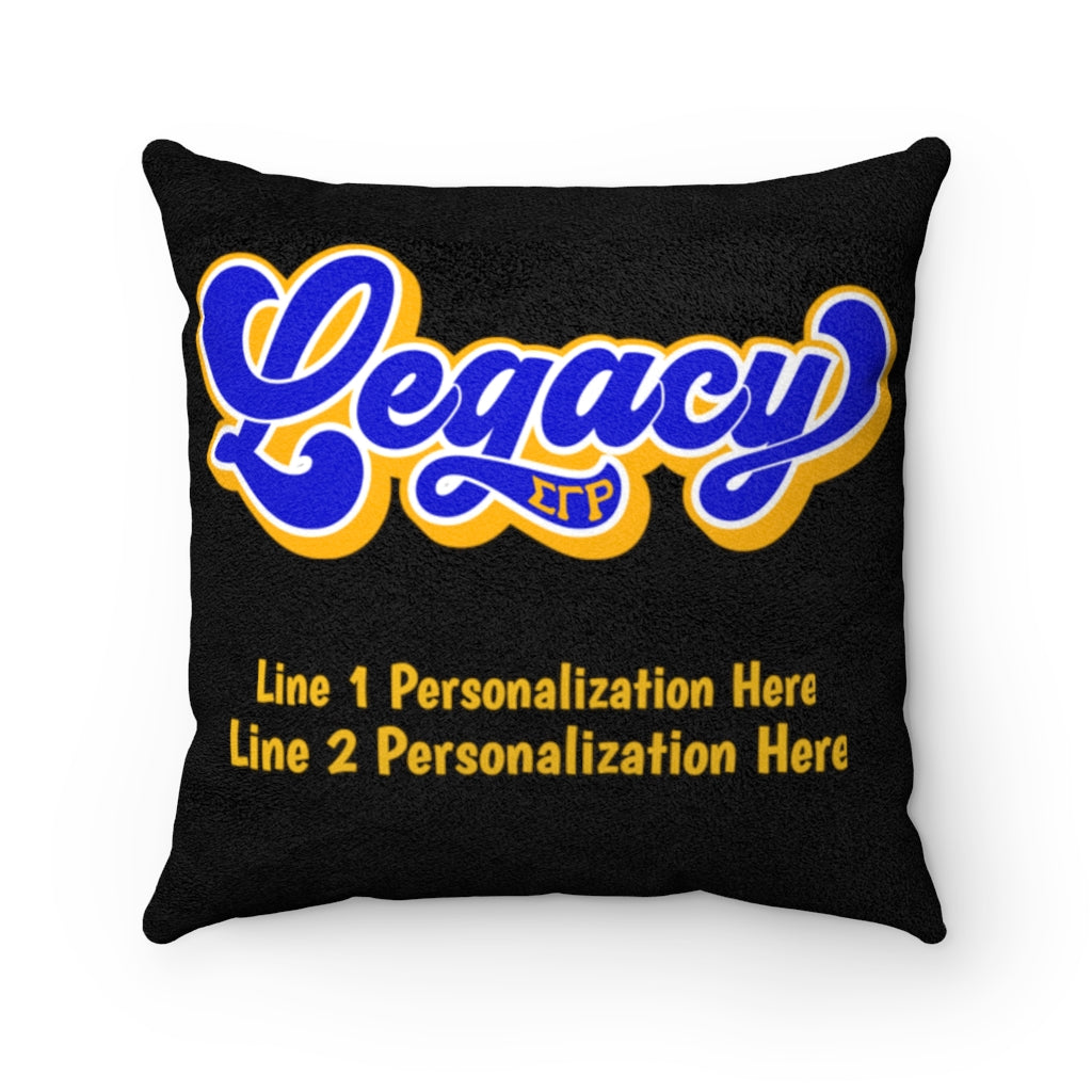 Sigma Gamma Rho Legacy Faux Suede Square Pillow