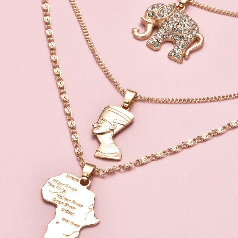 Multi Layered Celebrate Africa Pendant Necklace