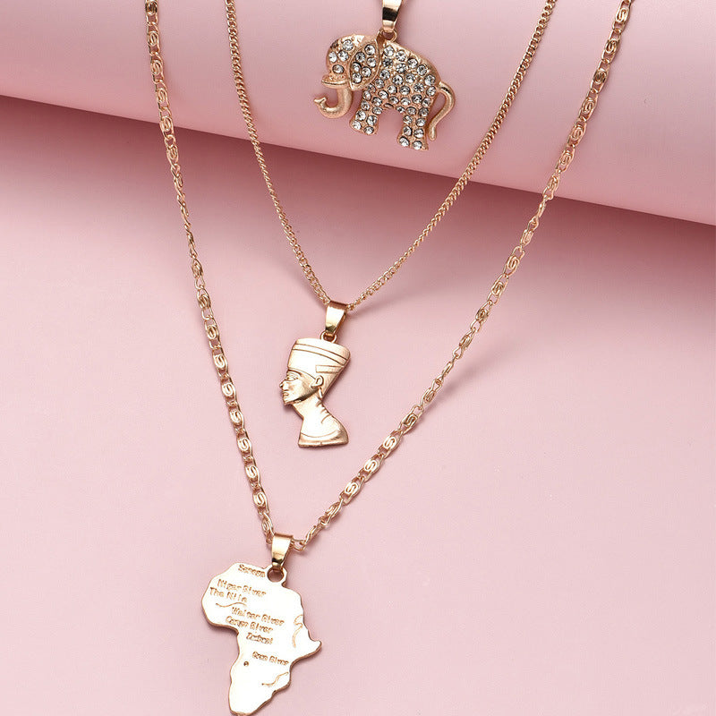Multi Layered Celebrate Africa Pendant Necklace