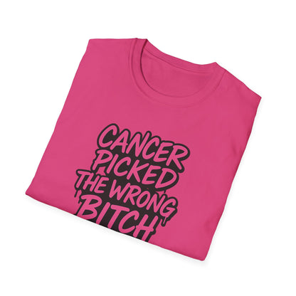 Unisex Graphic Tee | “Cancer Picked the Wrong Bitch” Breast Cancer Awareness Shirt