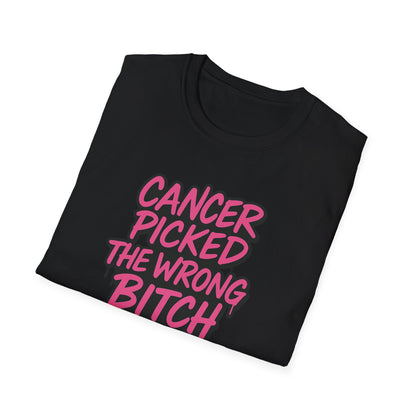 Unisex Graphic Tee | “Cancer Picked the Wrong Bitch” Breast Cancer Awareness Shirt