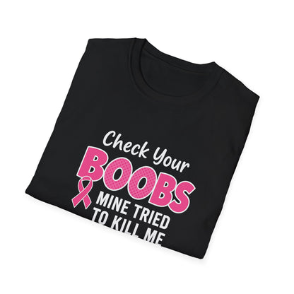 Unisex Graphic Tee | “Check Your Boobs Tee” Breast Cancer Awareness Shirt