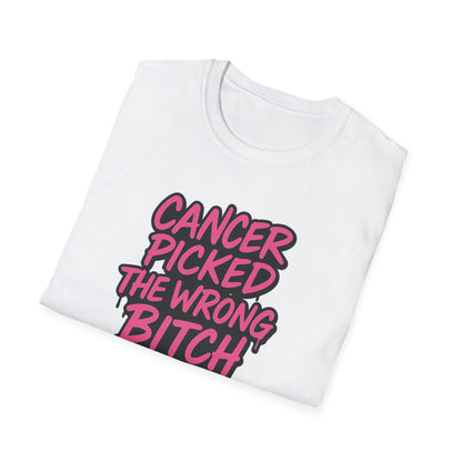 Unisex Graphic Tee | “Cancer Picked the Wrong Bitch” Breast Cancer Awareness Shirt