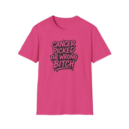 Unisex Graphic Tee | “Cancer Picked the Wrong Bitch” Breast Cancer Awareness Shirt
