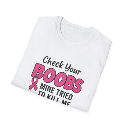Unisex Graphic Tee | “Check Your Boobs Tee” Breast Cancer Awareness Shirt