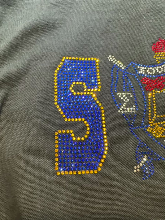 Rhinestone Bling SGrho Zippered Tote
