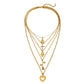 Multi Layer Gold Heart Pendant Necklace