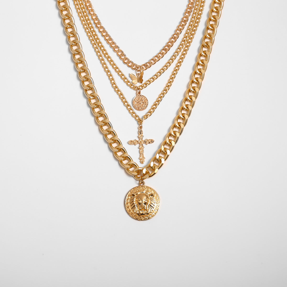 Vintage Multi Layered Cross Necklace