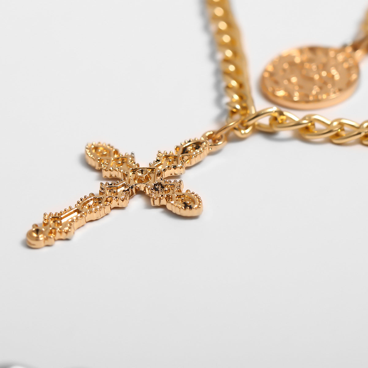 Vintage Multi Layered Cross Necklace